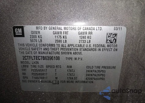 2011 GMC Terrain Sle-2 from USA, damaged, VIN 2CTFLTEC7B6396108